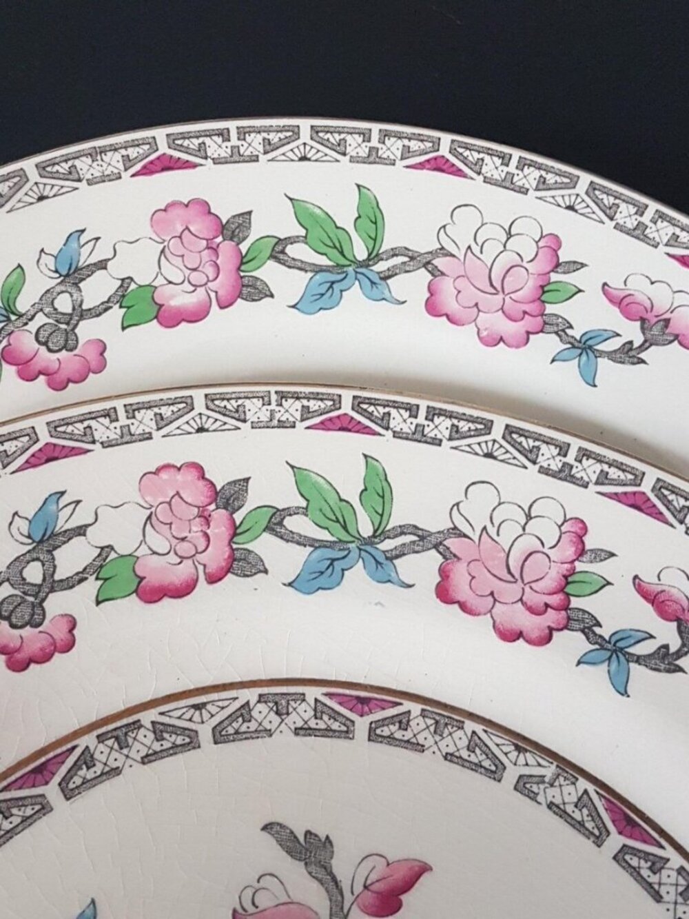 Vintage J&G Meakin Indian Tree Dinner Plates Set of 2 SOL 1912 England - Picture 3 of 9